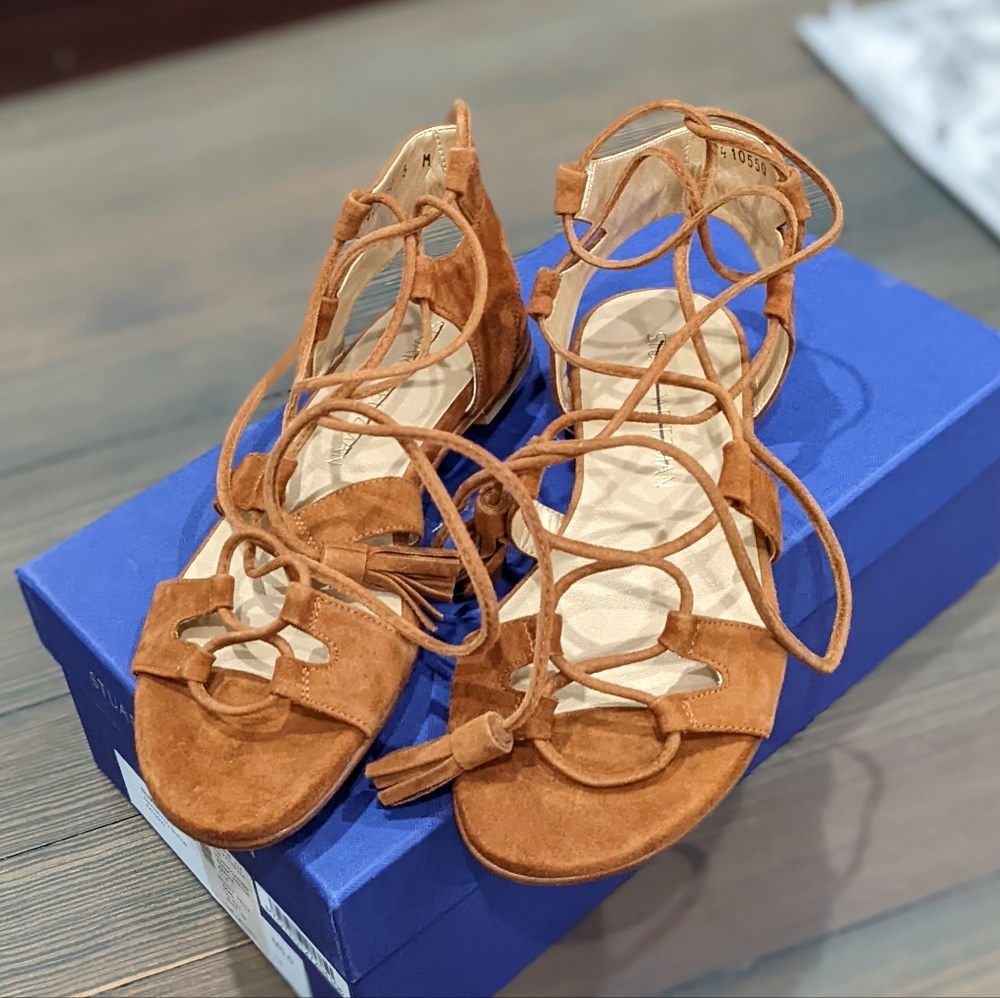 Stuart weitzman roman flat suede amaretto 5